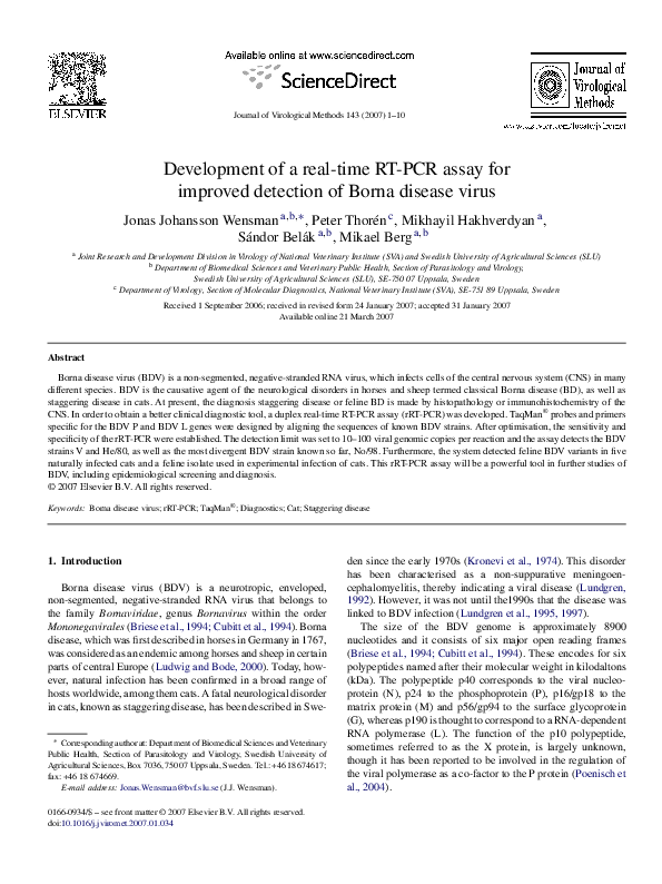 (PDF) Development of a real-time RT-PCR assay for improved detection of ...
