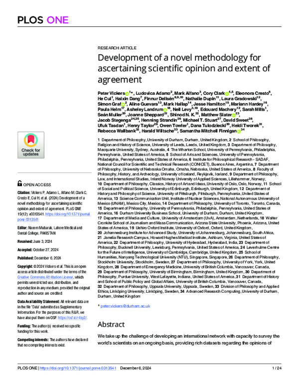 (PDF) Development of a novel methodology for ascertaining scientific ...