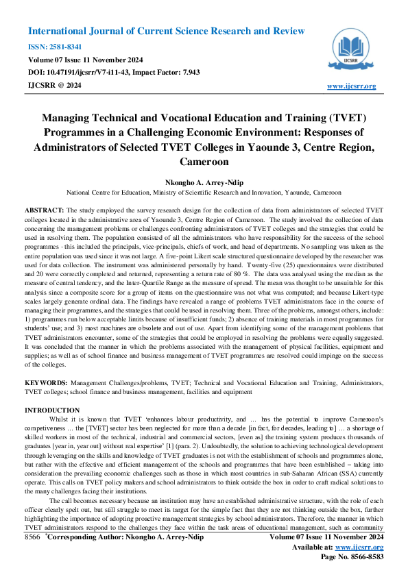 (PDF) Managing Technical and Vocational Education and Training (TVET ...