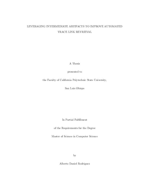 (PDF) Leveraging Intermediate Artifacts to Improve Automated Trace Link ...