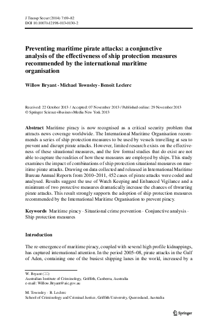 (PDF) Preventing maritime pirate attacks: a conjunctive analysis of the ...