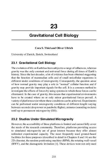 (PDF) Gravitational Cell Biology