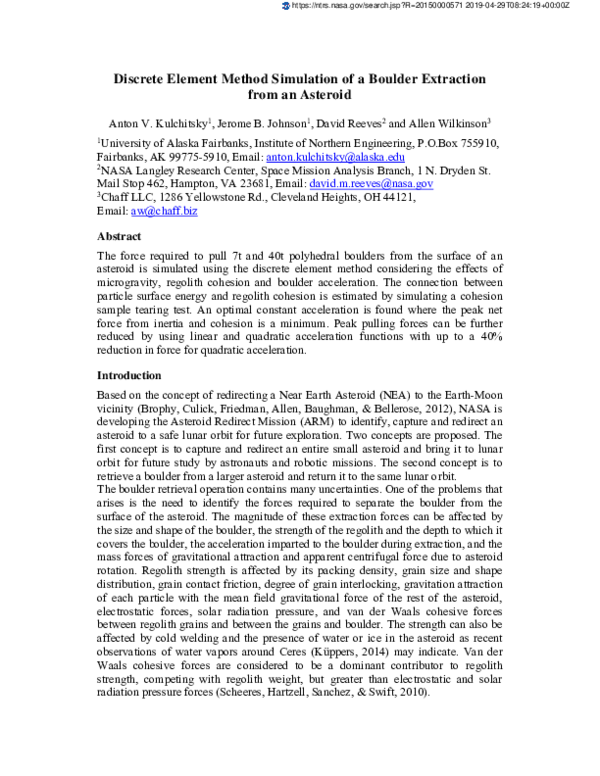 (PDF) Discrete Element Method Simulation of a Boulder Extraction from ...