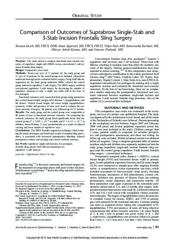 (PDF) Comparison of Outcomes of Suprabrow Single-Stab and 3-Stab ...