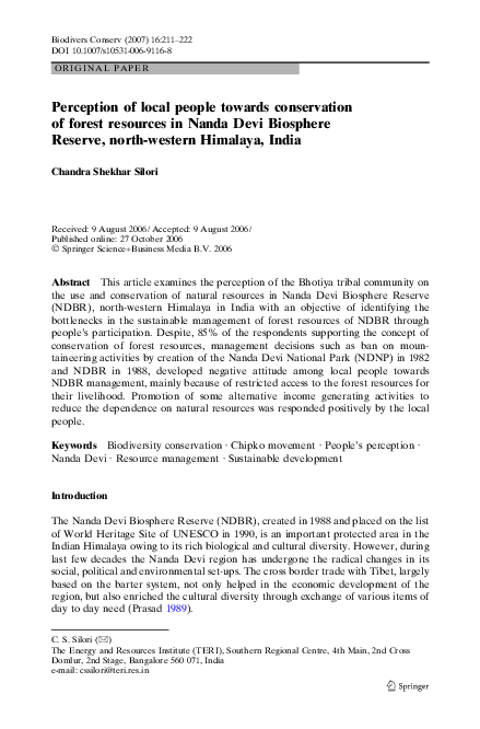 (PDF) Perception of local people towards conservation of forest ...