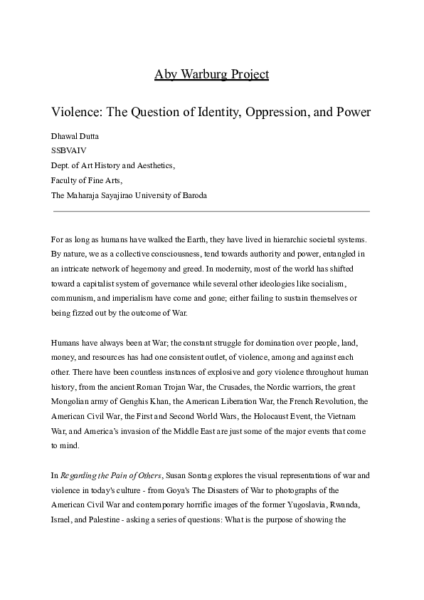 (PDF) Violence: The Question of Identity, Oppression, and Power