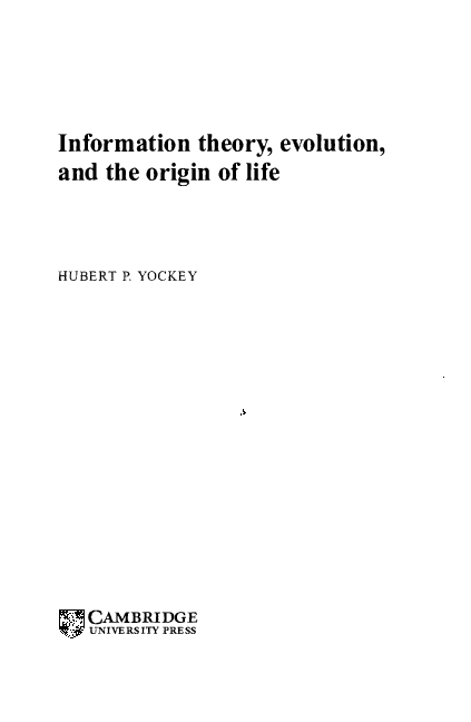 (PDF) Information theory, evolution and the origin of life