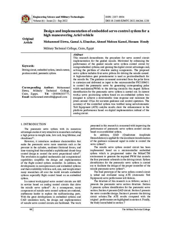 (PDF) Design and implementation of embedded servo control system for a ...