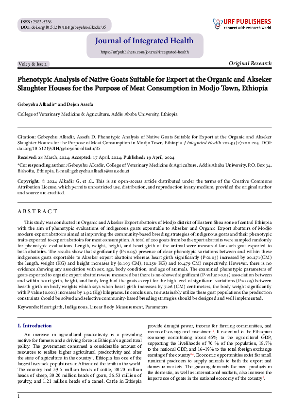 (PDF) Phenotypic analysis of native goats suitable for export at the ...