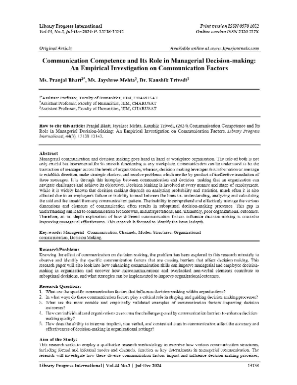 (PDF) Communication Competence and Its Role in Managerial Decision ...