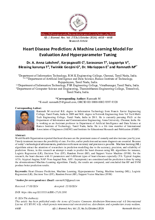 (PDF) Heart Disease Prediction: A Machine Learning Model For Evaluation ...