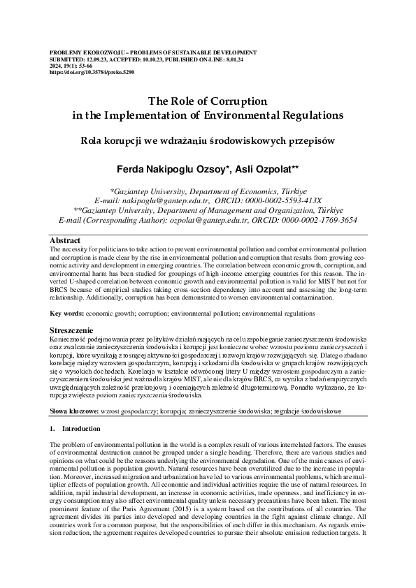 (PDF) The Role of Corruption in the Implementation of Environmental ...