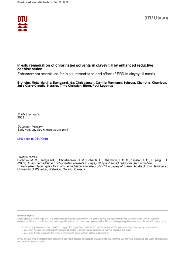 (PDF) In-situ remediation of chlorinated solvents in clayey till by ...