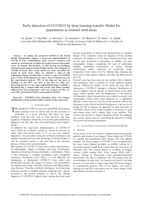 (PDF) Early detection of COVID19 by deep learning transfer Model for ...