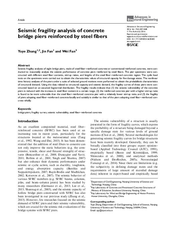 (PDF) Seismic fragility analysis of concrete bridges subjected to far ...