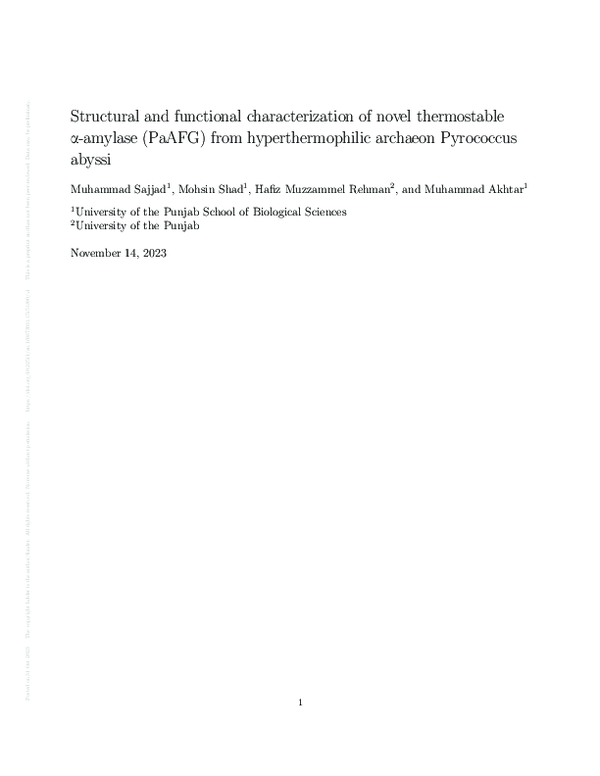 (PDF) Structural and functional characterization of novel thermostable ...