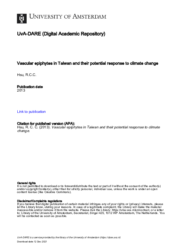 (PDF) Diversity and phytogeography of vascular epiphytes in a tropical ...
