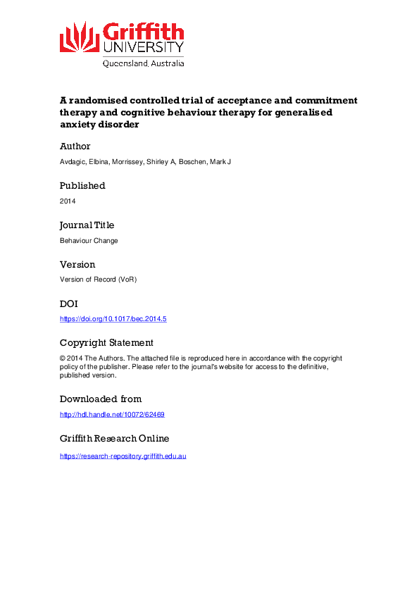 (PDF) A Randomised Controlled Trial of Acceptance and Commitment ...