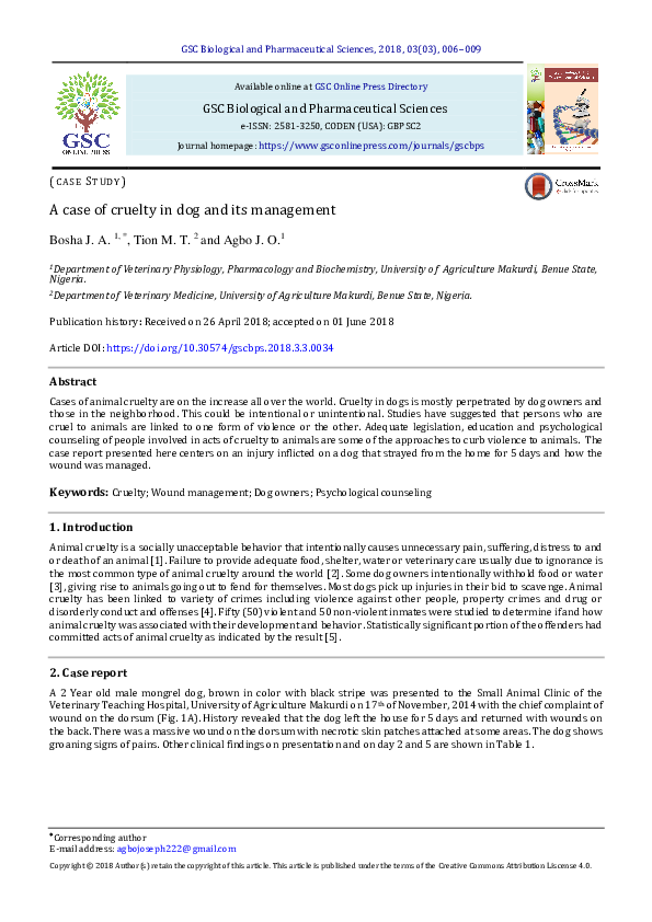 (PDF) A case of cruelty in dog and its management