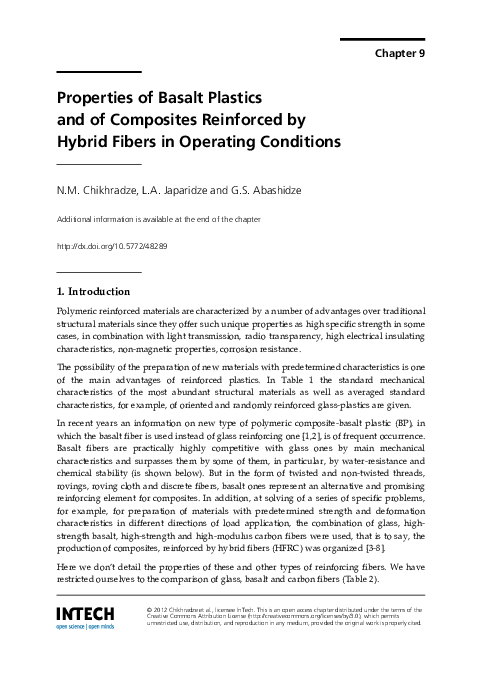 (PDF) Properties of Basalt Plastics and of Composites Reinforced by ...
