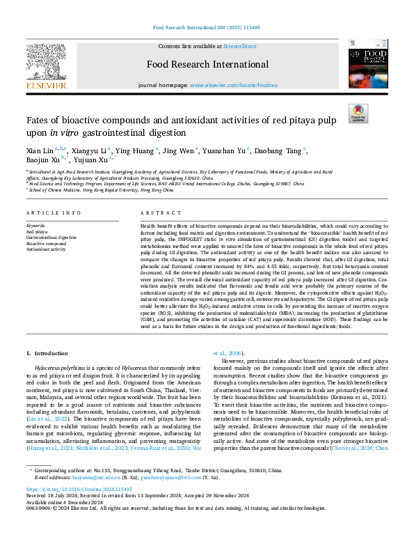 (PDF) Fates of bioactive compounds and antioxidant activities of red ...