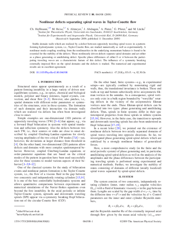 (PDF) Nonlinear defects separating spiral waves in Taylor-Couette flow ...
