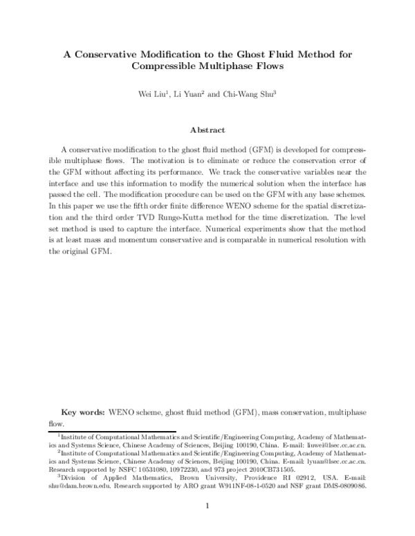 (PDF) A Conservative Modification to the Ghost Fluid Method for ...