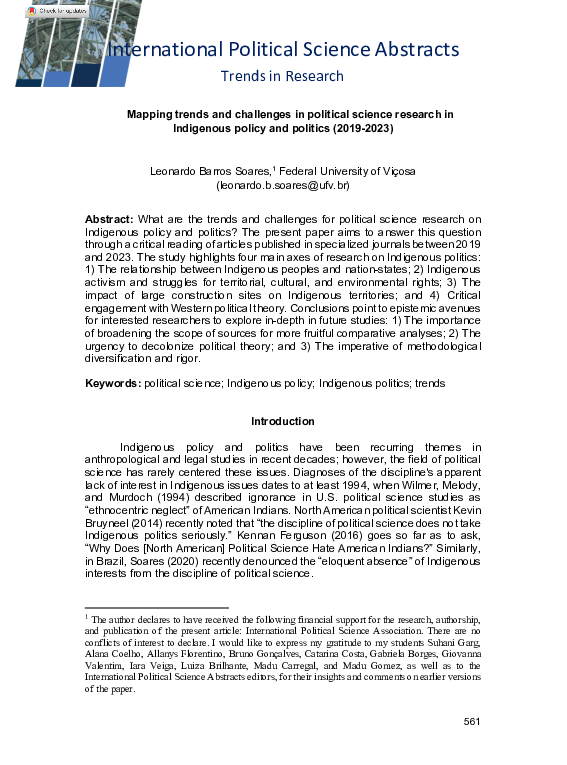 (PDF) Mapping trends and challenges in political science research in ...