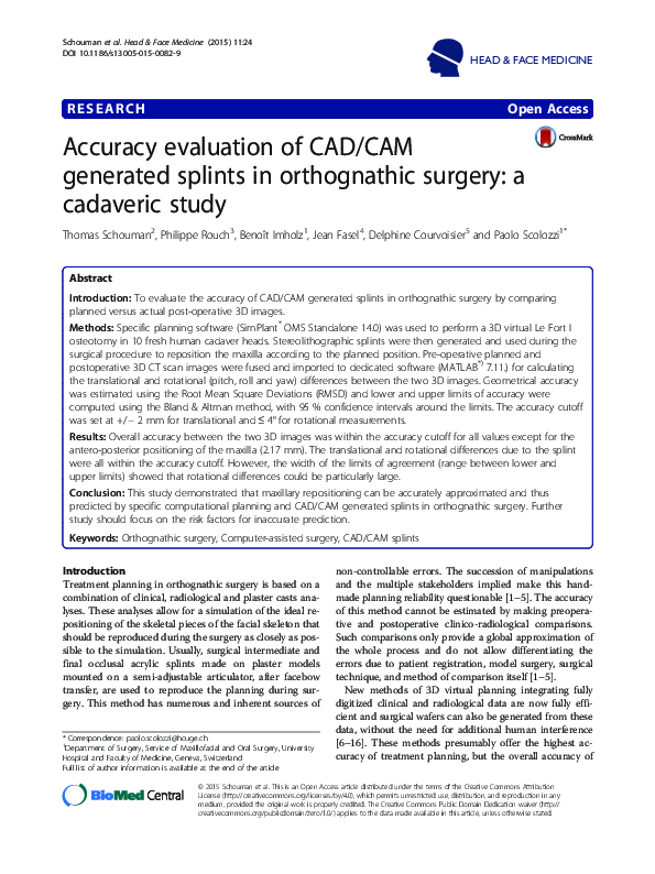 (PDF) Accuracy evaluation of CAD/CAM generated splints in orthognathic ...