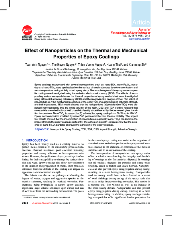 (PDF) Effect of Nanoparticles on the Thermal and Mechanical Properties ...