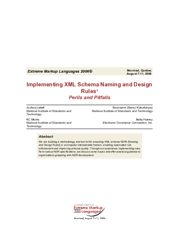 (PDF) Implementing XML Schema Naming and Design Rules