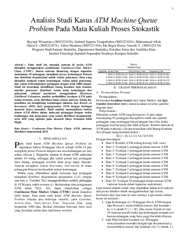 (PDF) Analisis Studi Kasus ATM Machine Queue Problem Pada Mata Kuliah ...