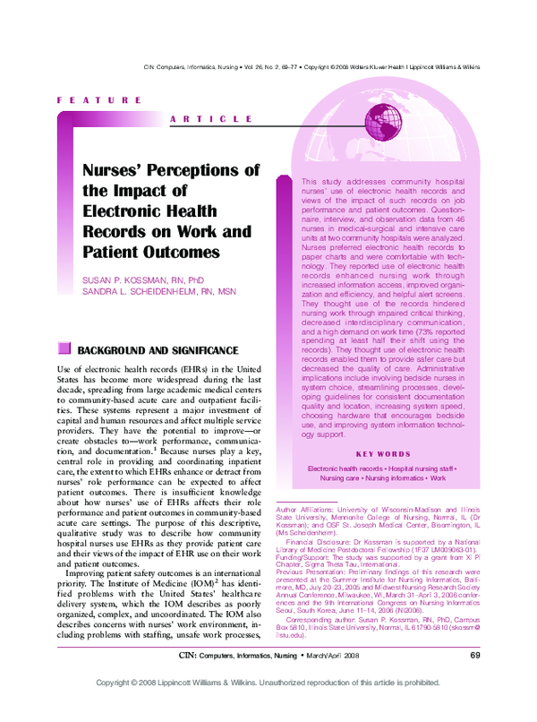 (PDF) Nurses' Perceptions of the Impact of Electronic Health Records on ...
