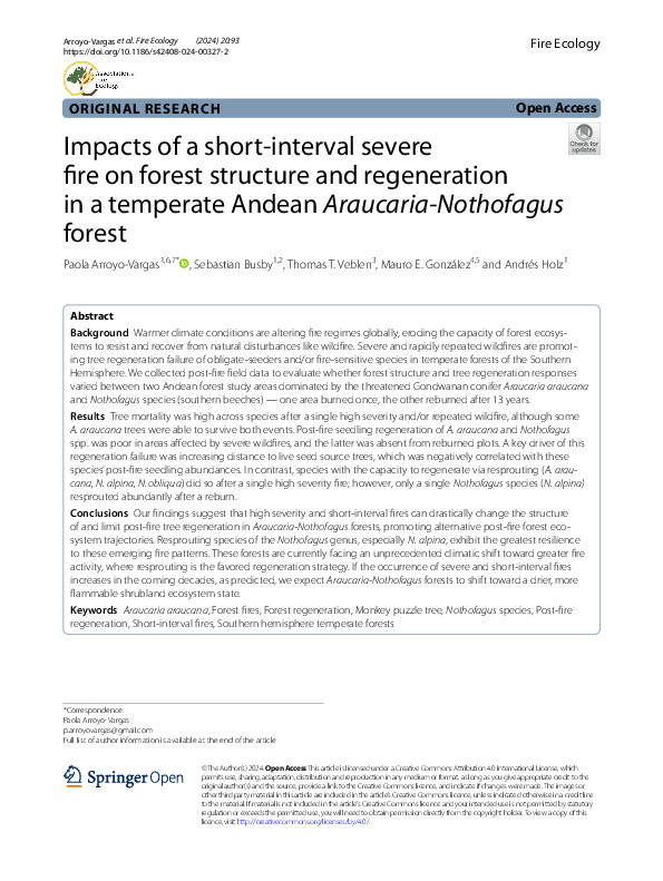(PDF) Impacts of a short-interval severe fire on forest structure and ...