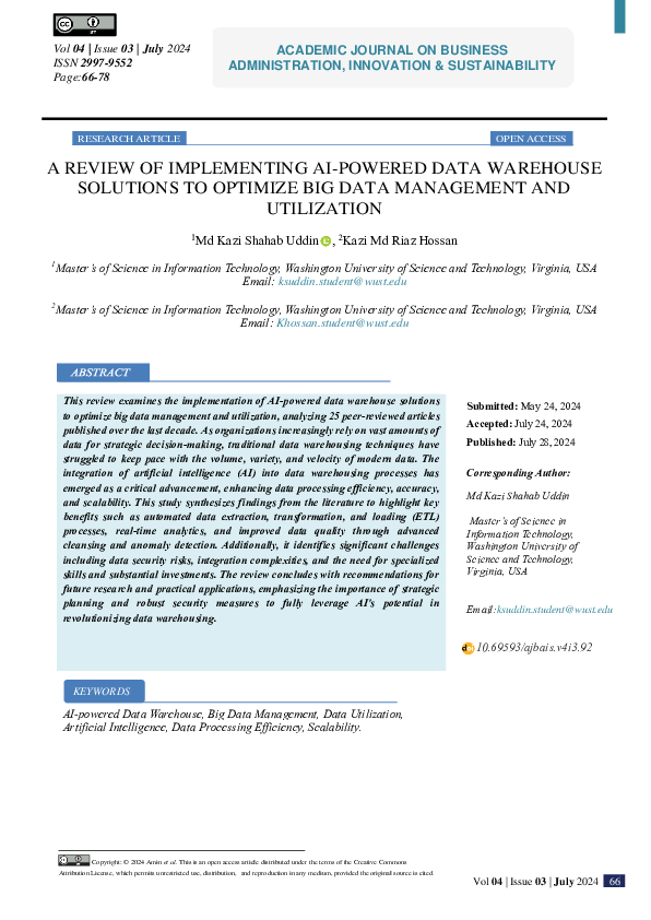 (PDF) A REVIEW OF IMPLEMENTING AI-POWERED DATA WAREHOUSE SOLUTIONS TO ...