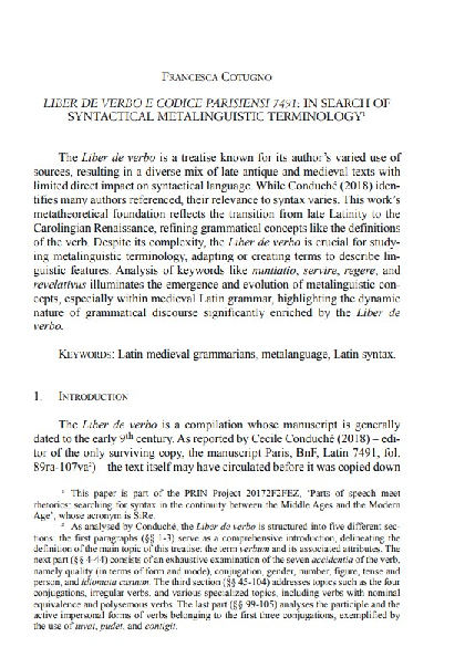 (PDF) Liber de verbo Liber de verbo e codice Parisiensi 7491: In search ...