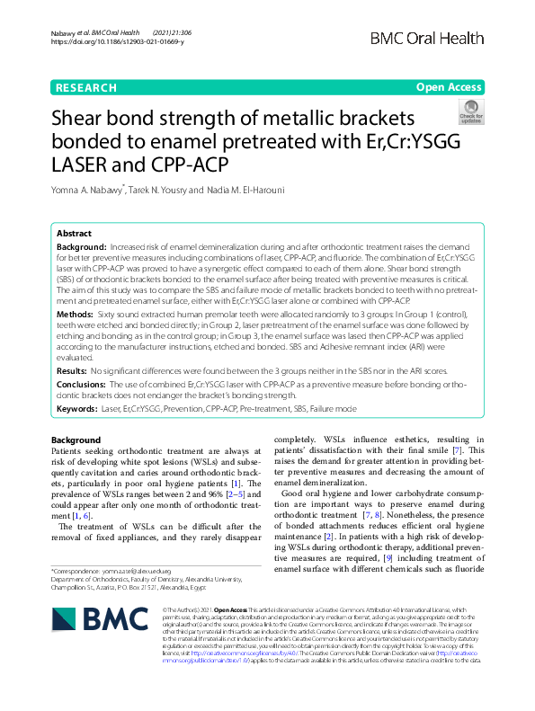 (PDF) Shear bond strength of metallic brackets bonded to enamel ...