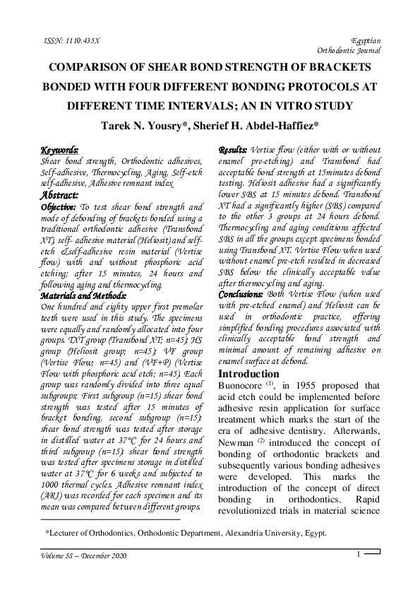 (PDF) Comparison of shear bond strength of brackets bonded with four ...