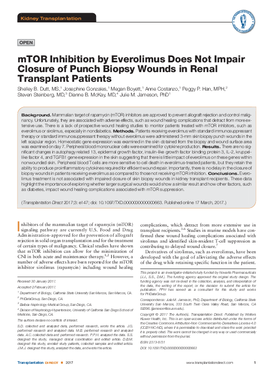 (PDF) mTOR Inhibition by Everolimus Does Not Impair Closure of Punch ...
