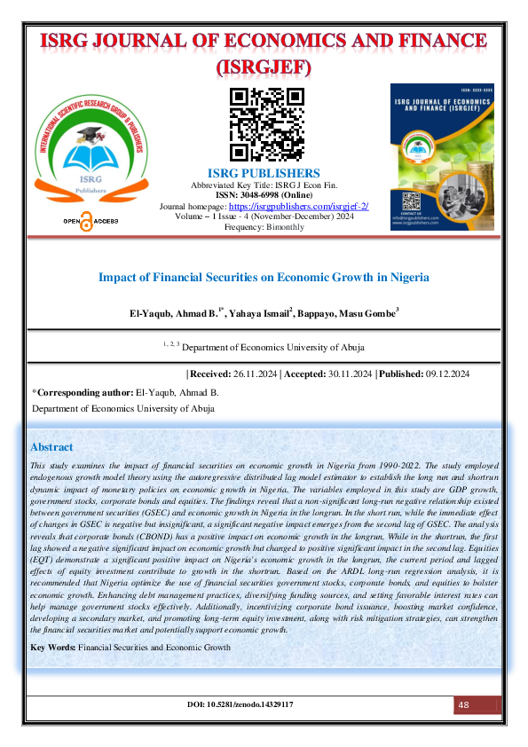 (PDF) Impact of Financial Securities on Economic Growth in Nigeria