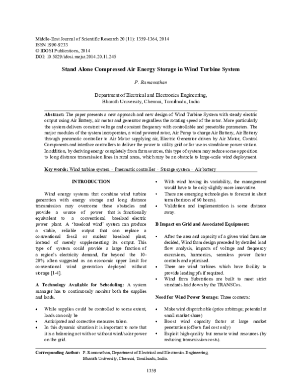 (PDF) A Stand-Alone Wind Energy System with Battery Storage