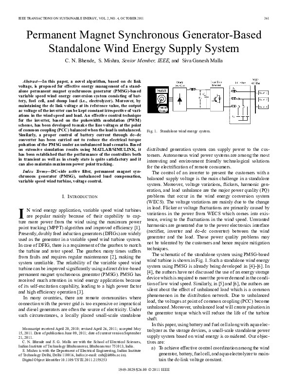 (PDF) Permanent Magnet Synchronous Generator-Based Standalone Wind ...