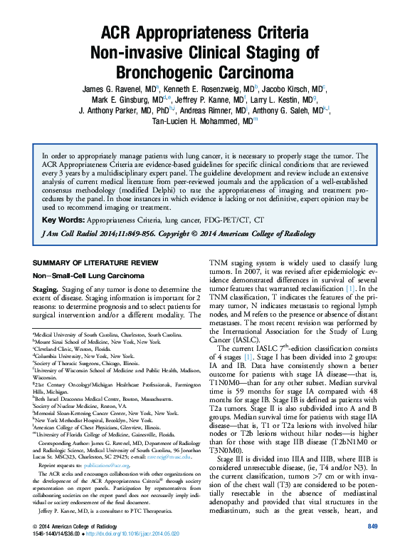 (PDF) ACR Appropriateness Criteria Non-invasive Clinical Staging of ...