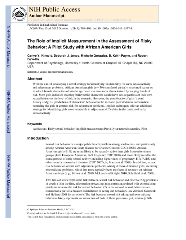 (PDF) The Role of Implicit Measurement in the Assessment of Risky ...