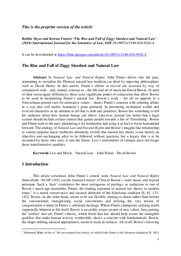 (PDF) The Rise and Fall of Ziggy Stardust and Natural Law