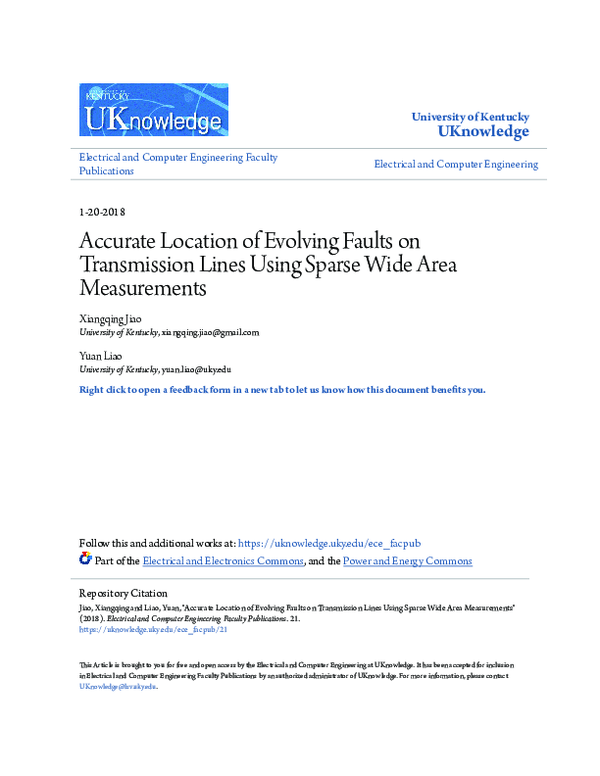 (PDF) Accurate Location of Evolving Faults on Transmission Lines Using ...