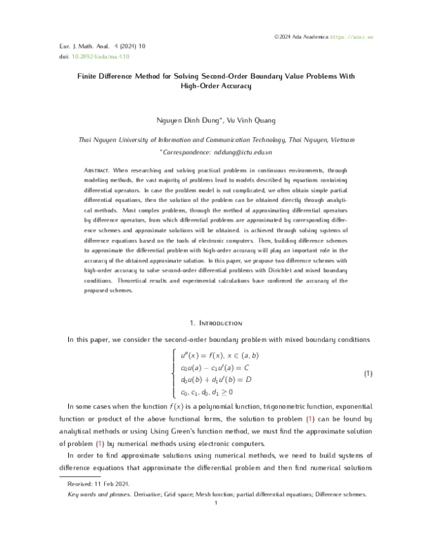 (PDF) Finite Difference Method for Solving Second-Order Boundary Value ...