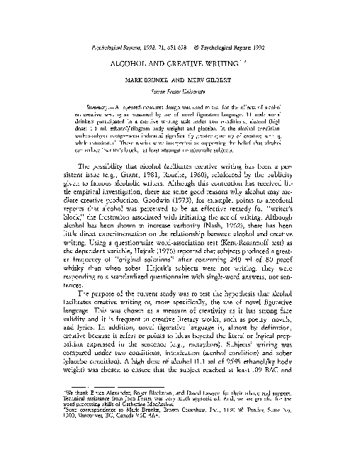 (PDF) Alcohol and Creative Writing