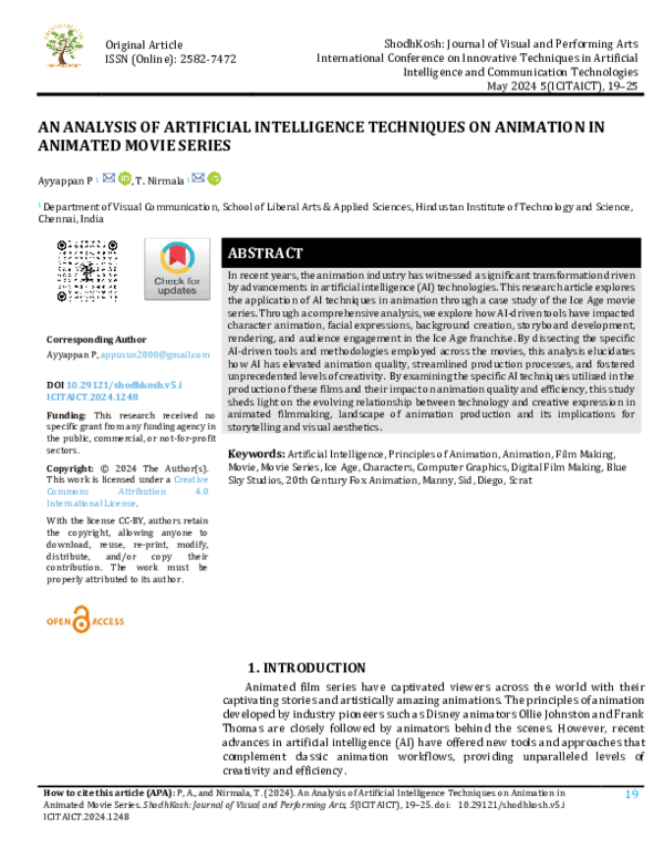 (PDF) AN ANALYSIS OF ARTIFICIAL INTELLIGENCE TECHNIQUES ON ANIMATION IN ...