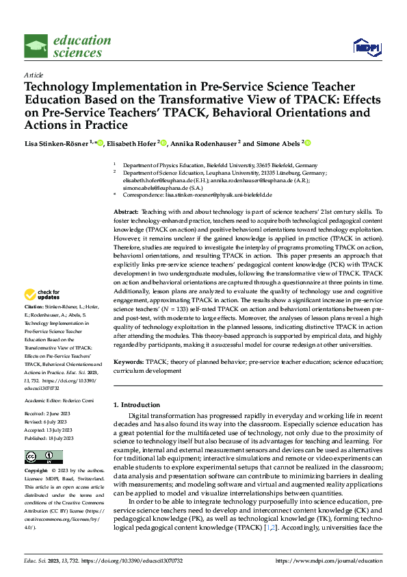 (PDF) Technology Implementation in Pre-Service Science Teacher ...